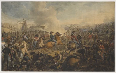 Die Schlacht von Waterloo, nach dem Befehl zum Vormarsch der britischen Armee, 1815, ca. 1815
